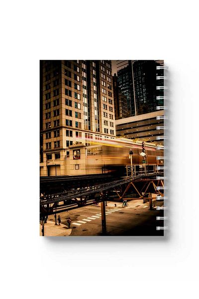 LOWHA Spiral Notebook with Front and Back Hard Covers Featuring the City Design