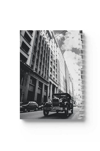 LOWHA Spiral Notebook with Front and Back Hard Covers Featuring Vintage Car Design