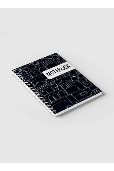 LOWHA Spiral Notebook with Front and Back Hard Covers Featuring Patterns with Cityscapes Design