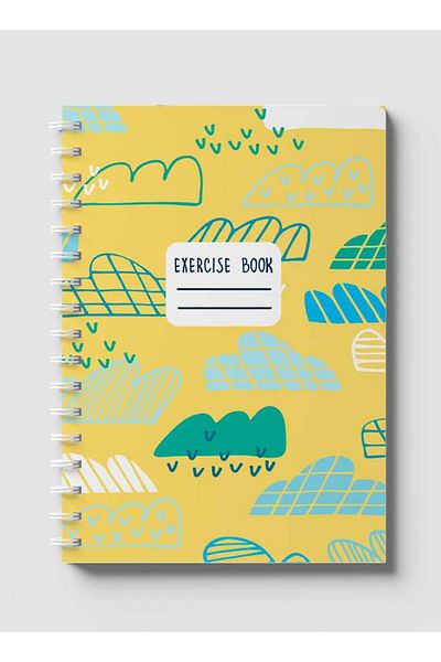 LOWHA Spiral Notebook with Front and Back Hard Covers Featuring Geometric Drawing Clouds Design