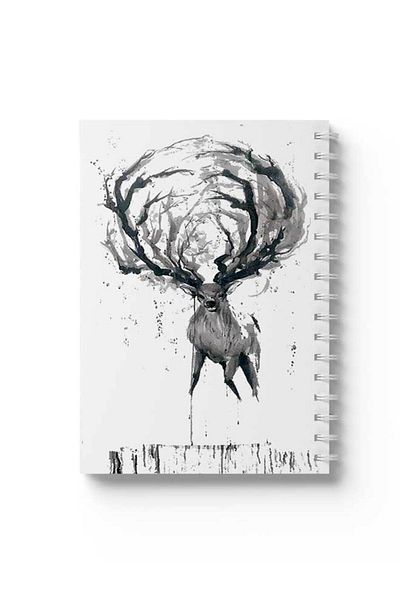 LOWHA Spiral Notebook with Front and Back Hard Covers Featuring ReinDder Design