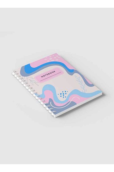 LOWHA Spiral Notebook with Front and Back Hard Covers Featuring Contemporary Abstract Design