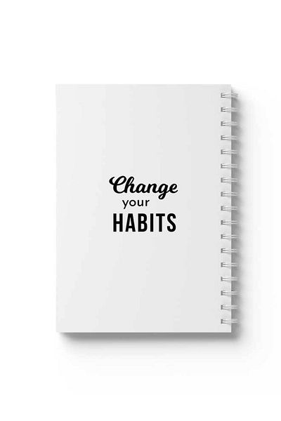 LOWHA Spiral Notebook with Front and Back Hard Covers Featuring Change Your Habits Design
