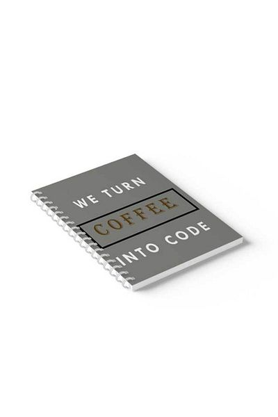 LOWHA Spiral Notebook with Front and Back Hard Covers Featuring We Turn Coffee Into Code Design