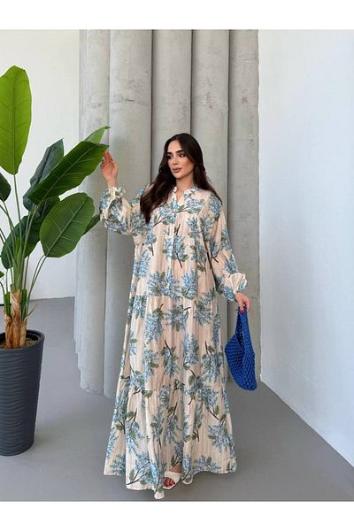 JESSE STORY Women's Hijab Dress Modal Fabric Floral Pattern Dress