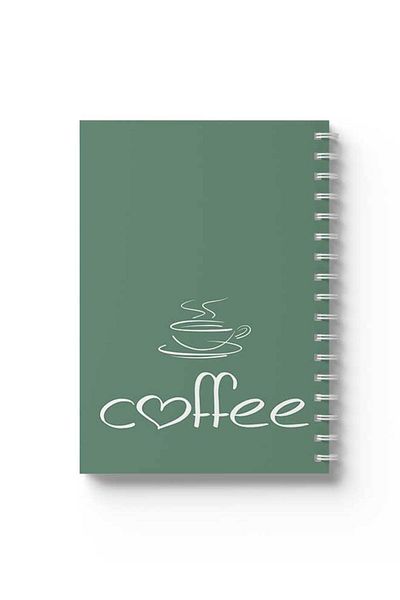 LOWHA Spiral Notebook with Front and Back Hard Covers Featuring Coffee Design