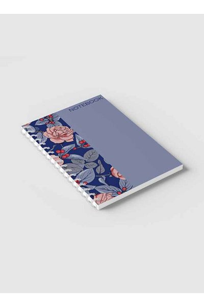 LOWHA Spiral Notebook with Front and Back Hard Covers Featuring Floral Cherry Design