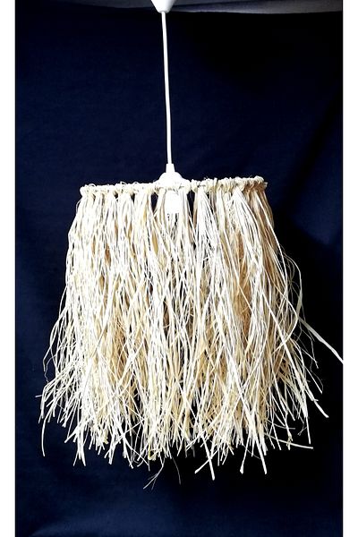 TEKAY AYDINLATMA Wicker Fringed Decorative Raffia Bohemian Pendant Lamp Rustic Chandelier