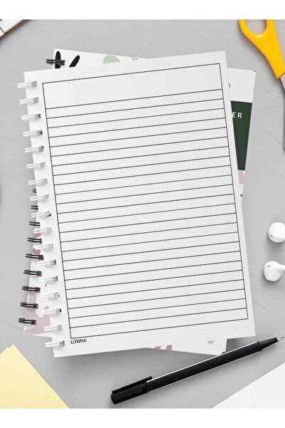 LOWHA دفتر ملاحظات حلزوني مع غلافين أمامي وخلفي صلبين بتصميم مخطط زهور