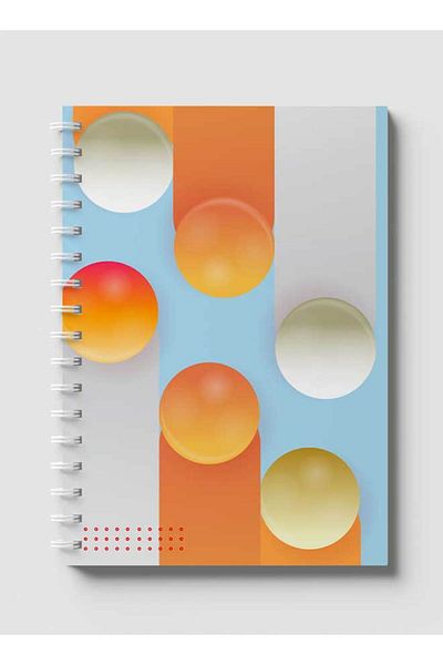 LOWHA Spiral Notebook with Front and Back Hard Covers Featuring Circular Shapes & Gradient Design