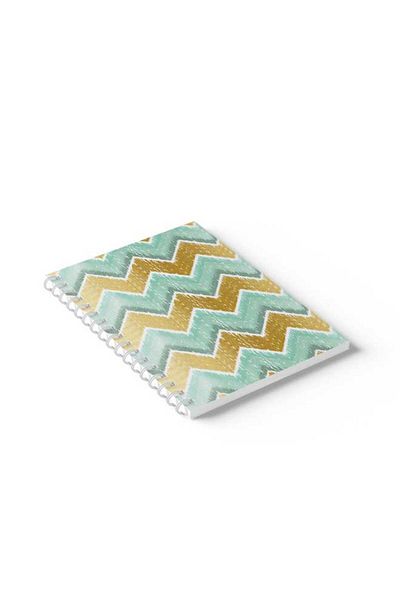 LOWHA Spiral Notebook with Front and Back Hard Covers Featuring Zig Zag Design