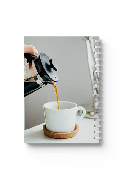 LOWHA Spiral Notebook with Front and Back Hard Covers Featuring Coffee Design