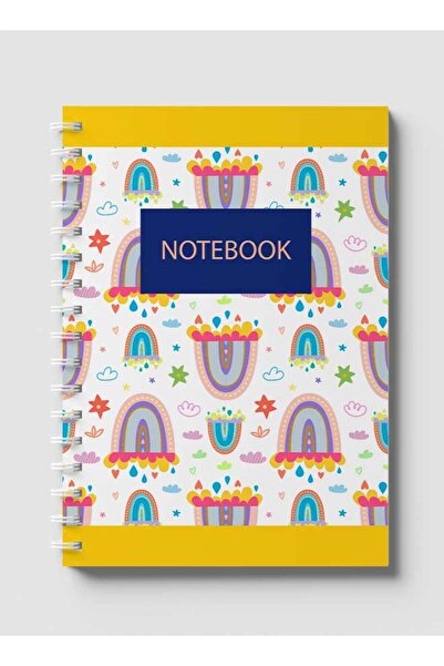 LOWHA دفتر ملاحظات حلزوني مع غلافين أمامي وخلفي صلبين بتصميم غيوم بوهو