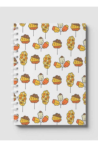 LOWHA Spiral Notebook with Front and Back Hard Covers Featuring Leaves Draw Design