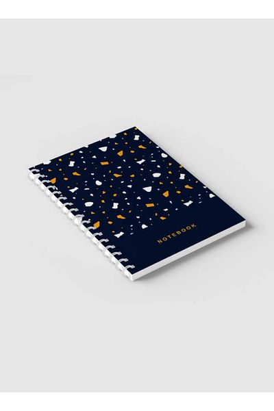 LOWHA Spiral Notebook with Front and Back Hard Covers Featuring Terrazzo Style Design
