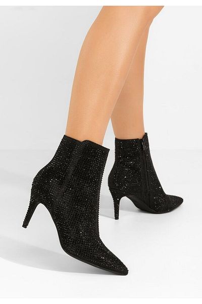 B T Shoes Alycia black ankle boots with thin heel