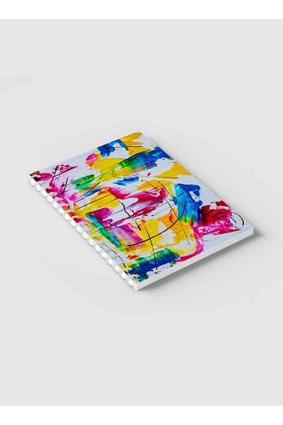 LOWHA Spiral Notebook with Front and Back Hard Covers Featuring Canvas Style Wall Paint Design