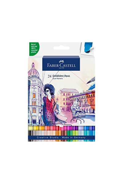Faber Castell Goldfaber Aqua Markör Seti, 24'lü, Çift Uçlu, 0.4 mm Fineliner ...