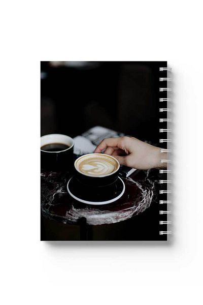 LOWHA Spiral Notebook with Front and Back Hard Covers Featuring Coffe Design