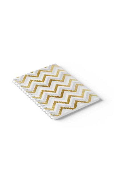 LOWHA Spiral Notebook with Front and Back Hard Covers Featuring Zig Zag Design