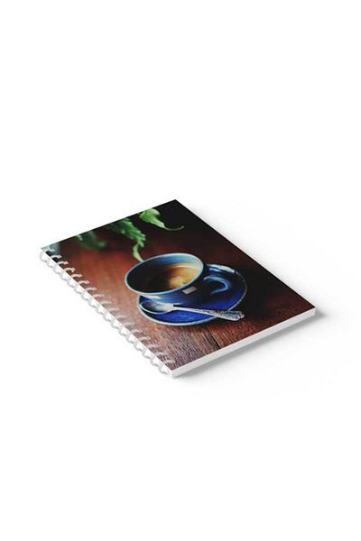 LOWHA Spiral Notebook with Front and Back Hard Covers Featuring Coffee Design