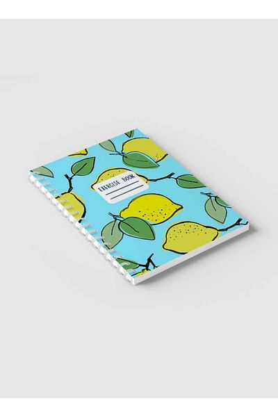 LOWHA Spiral Notebook with Front and Back Hard Covers Featuring Lemons Design