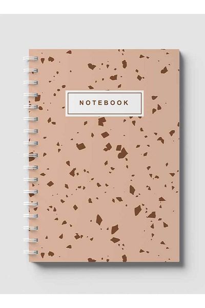 LOWHA Spiral Notebook with Front and Back Hard Covers Featuring Terrazzo Style Design