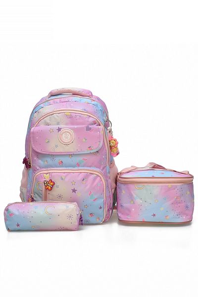 ELATAE Children's 3-Piece School Set Primary School Bag & Thermal Lunch Bag & Pen Holder 1390