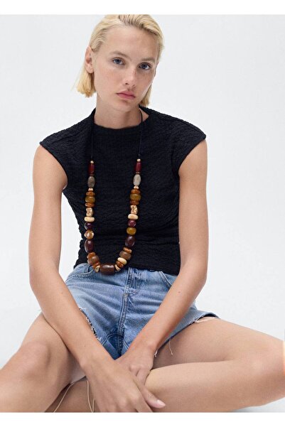 MANGO Woman Krep pamuklu bluz