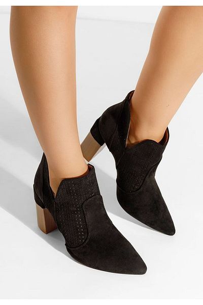 B T Shoes Black Alegria perforated ankle boots