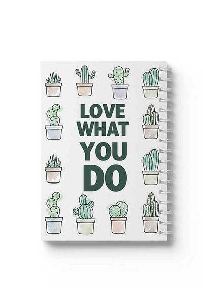 LOWHA Spiral Notebook with Front and Back Hard Covers Featuring Love What You Do Design