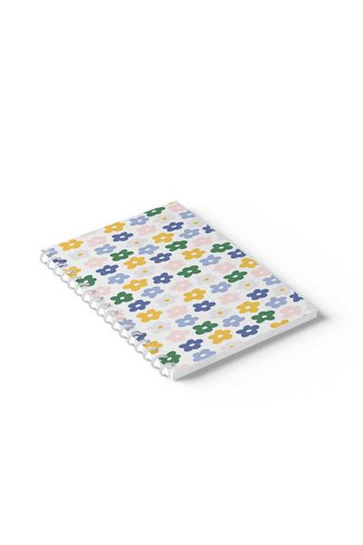 LOWHA Spiral Notebook with Front and Back Hard Covers Featuring Flowers Design