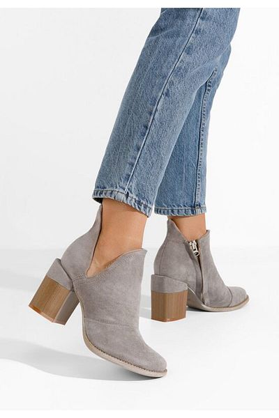 B T Shoes Odeisa grey chunky heel ankle boots