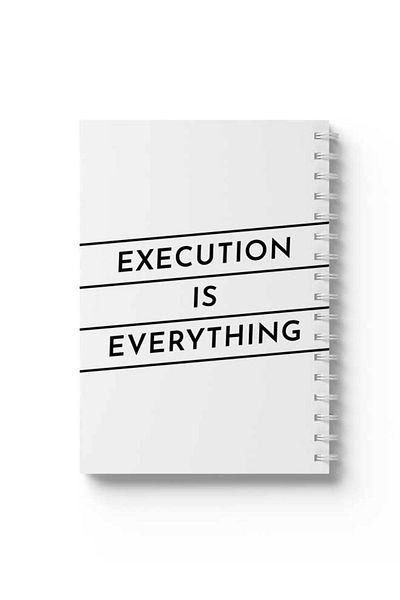 LOWHA Spiral Notebook with Front and Back Hard Covers Featuring Execution Is Everything Design