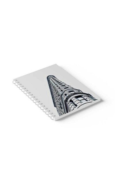LOWHA Spiral Notebook with Front and Back Hard Covers Featuring Flatiron Building Design