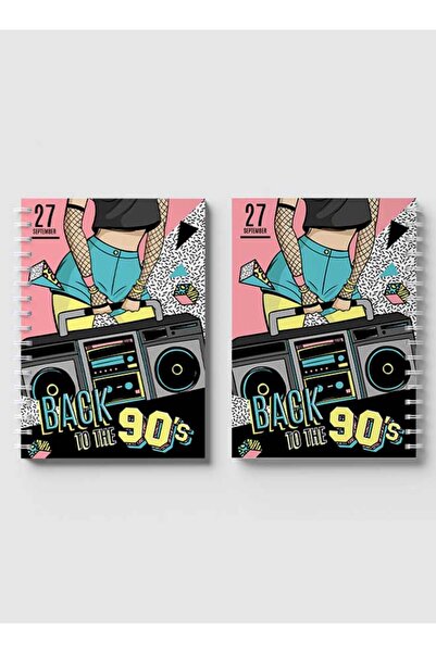 LOWHA Spiral Notebook with Front and Back Hard Covers Featuring Back to the 90's Design