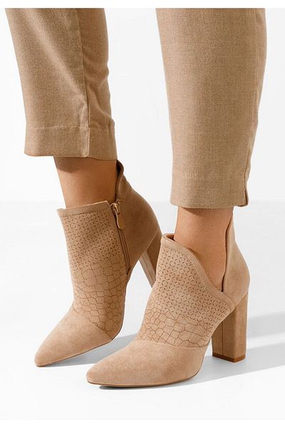 B T Shoes Ronnia khaki chunky heel ankle boots