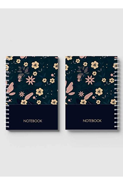 LOWHA دفتر ملاحظات حلزوني مع غلافين أمامي وخلفي صلبين بتصميم زهور