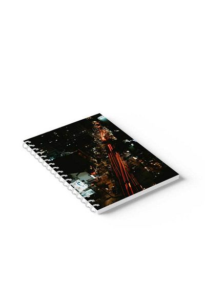 LOWHA Spiral Notebook with Front and Back Hard Covers Featuring Night in the City Design