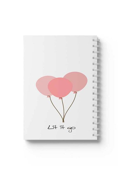 LOWHA Spiral Notebook with Front and Back Hard Covers Featuring Lit It Go with Balloons Design