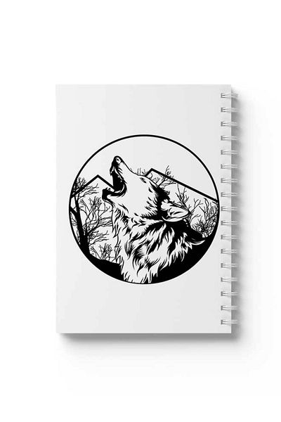 LOWHA Spiral Notebook with Front and Back Hard Covers Featuring Wolf Design