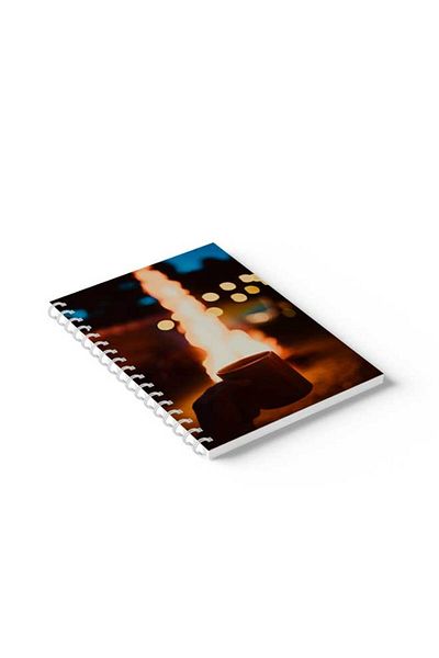 LOWHA Spiral Notebook with Front and Back Hard Covers Featuring Fire Camp Design