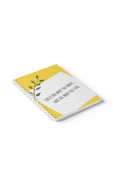 LOWHA Spiral Notebook with Front and Back Hard Covers Featuring Focus on What You Want Design