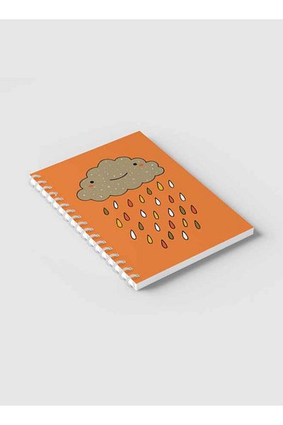 LOWHA Spiral Notebook with Front and Back Hard Covers Featuring Cloud & Rain Design
