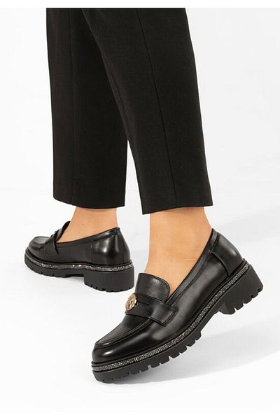 B T Shoes Sharyana black thick-soled loafers