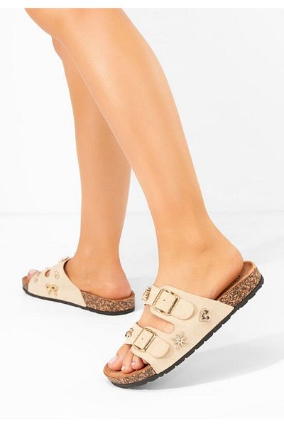 B T Shoes Moonie beige thick-soled slippers