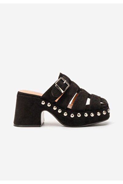 B T Shoes Rosamaria black heeled slippers