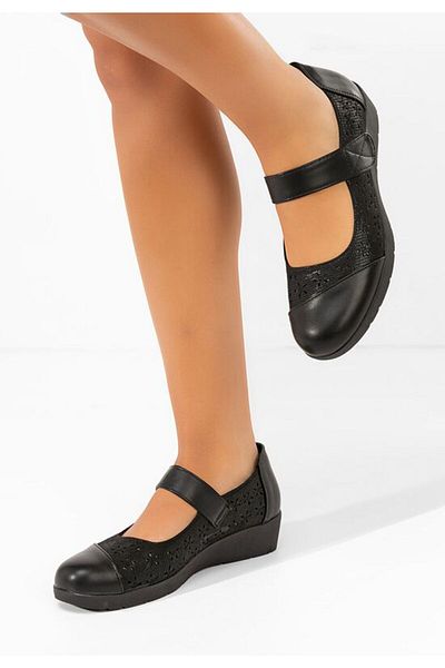 B T Shoes Laverna black perforated ballet flats