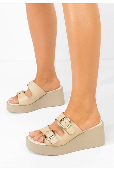 B T Shoes Petricia beige platform slippers