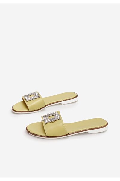 B T Shoes Laveria yellow flat slippers
